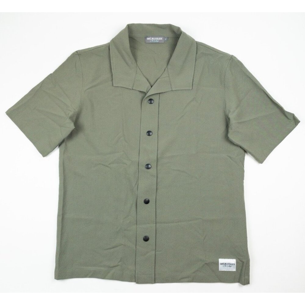 Cafe Du Cycliste Wool Blend Camp Shirt Men's XL Green Snap Cycling Romane